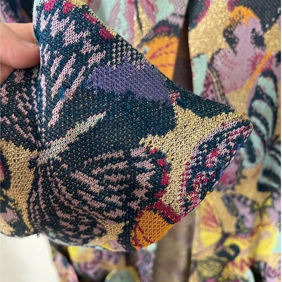 Missoni 1970s Vintage Metallic Knit Butterfly One Button Cardigan VGVC Sweater